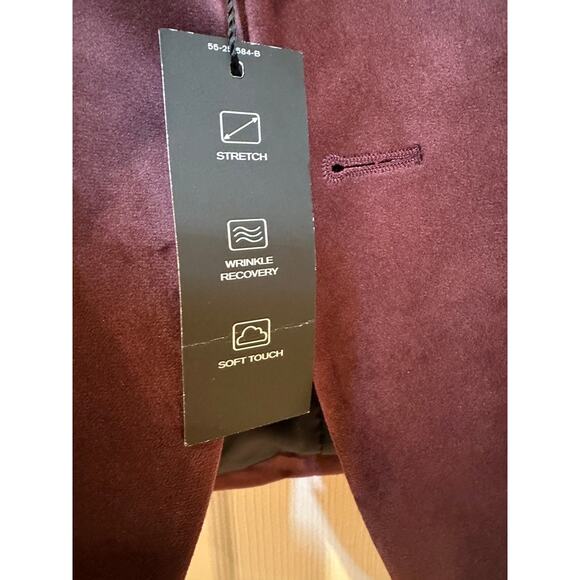 JF J. Ferrar Evening Edition Super Slim Velvet Blazer Jacket Merlot Red 40R - Picture 5 of 9